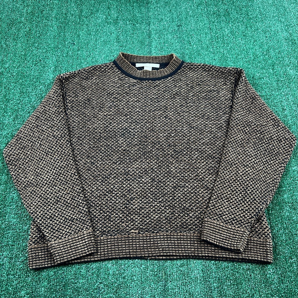 VTG Perry Ellis Acrylix‎ Wool Italy Sweater Womens Size 8 23.5x22.5" Brown 90s